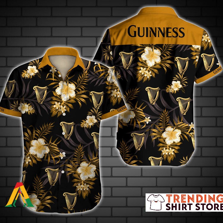 Guinness Hawaiian Shirt Tropical Flora For Beer Drinkers