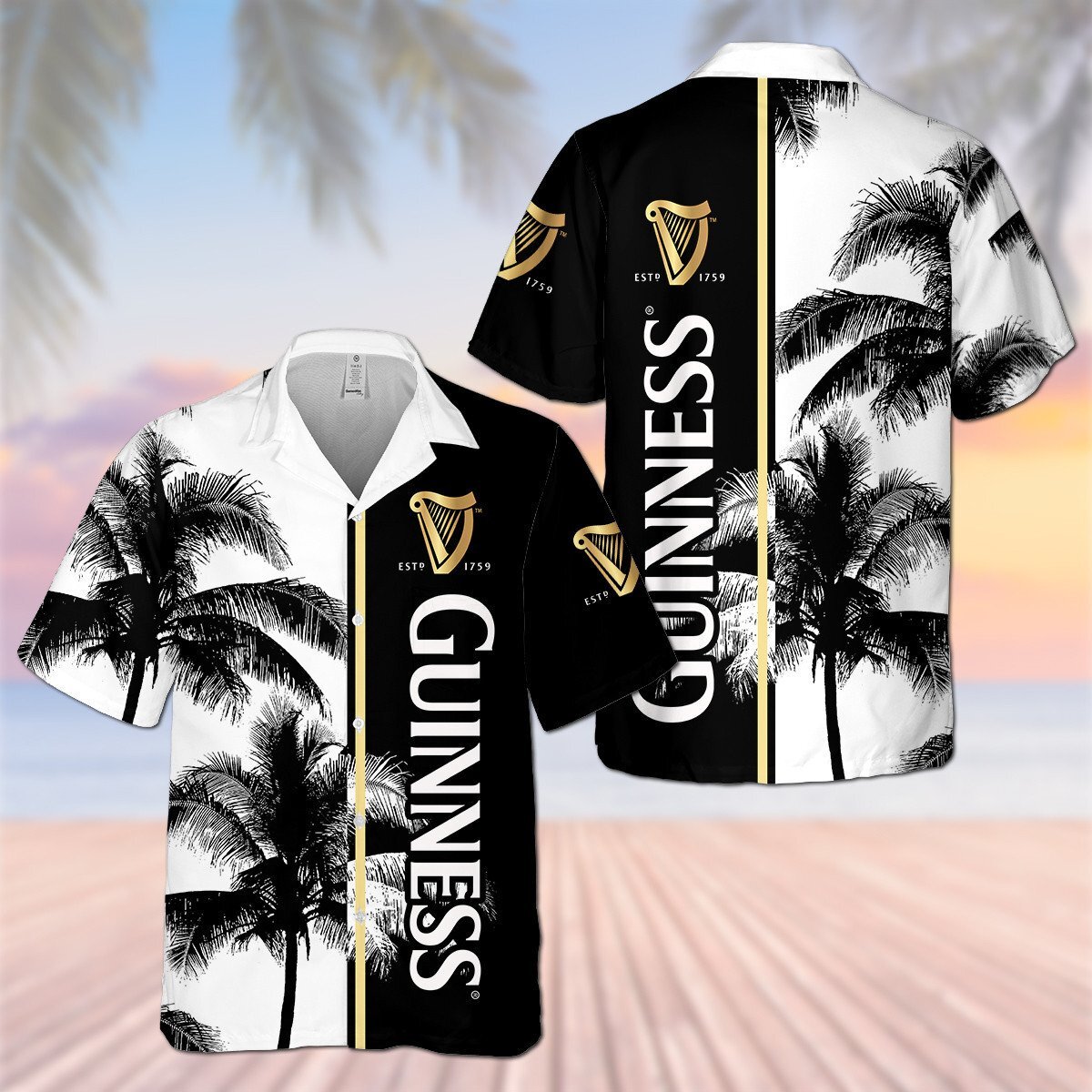 Vintage Guinness Hawaiian Shirt Palm Island Beach Lovers Gift