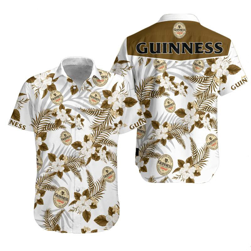 Guinness Hawaiian Shirt Tropical Plants Pattern