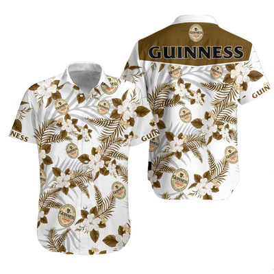 Guinness Hawaiian Shirt Tropical Plants Pattern Guinness Hawaiian Shirt Tropical Plants Pattern