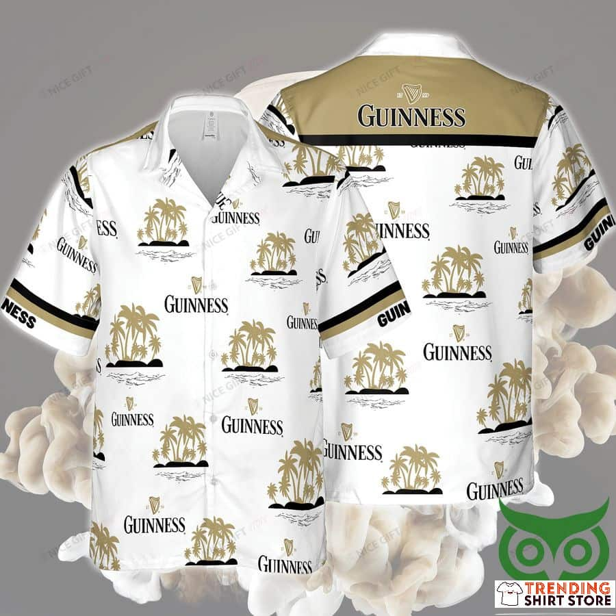 Vintage Guinness Hawaiian Shirt Palm Islands For Beach Lovers