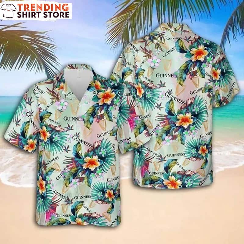 Guinness Hawaiian Shirt Colorful Tropical Flora For Beach Lovers Guinness Hawaiian Shirt Colorful Tropical Flora For Beach Lovers