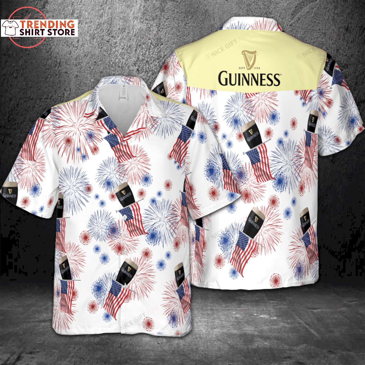 Guinness Hawaiian Shirt American Flag Fireworks 4th July Independence Day Guinness Hawaiian Shirt American Flag Fireworks 4th July Independence Day