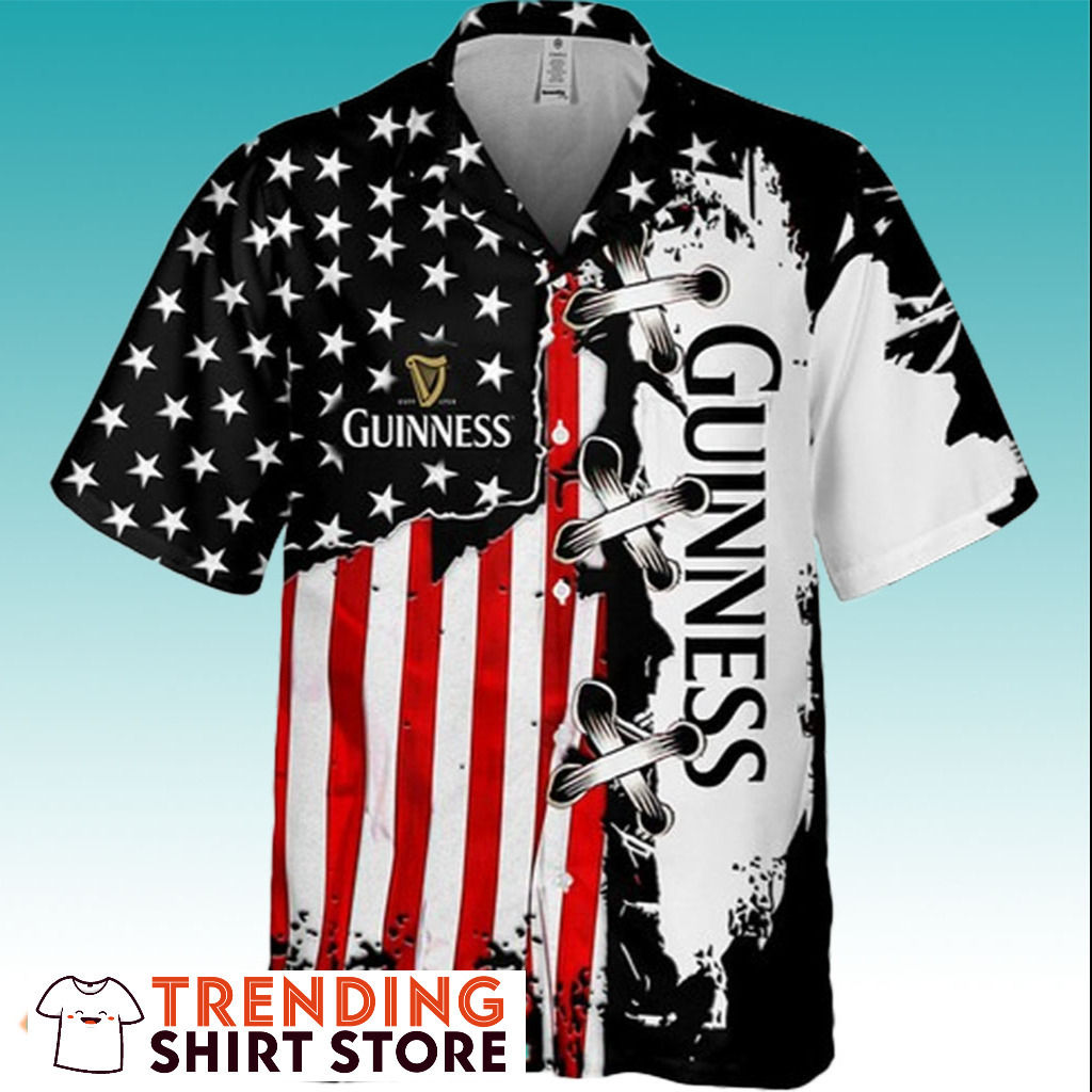 Guinness Hawaiian Shirt Cool American Flag Beer