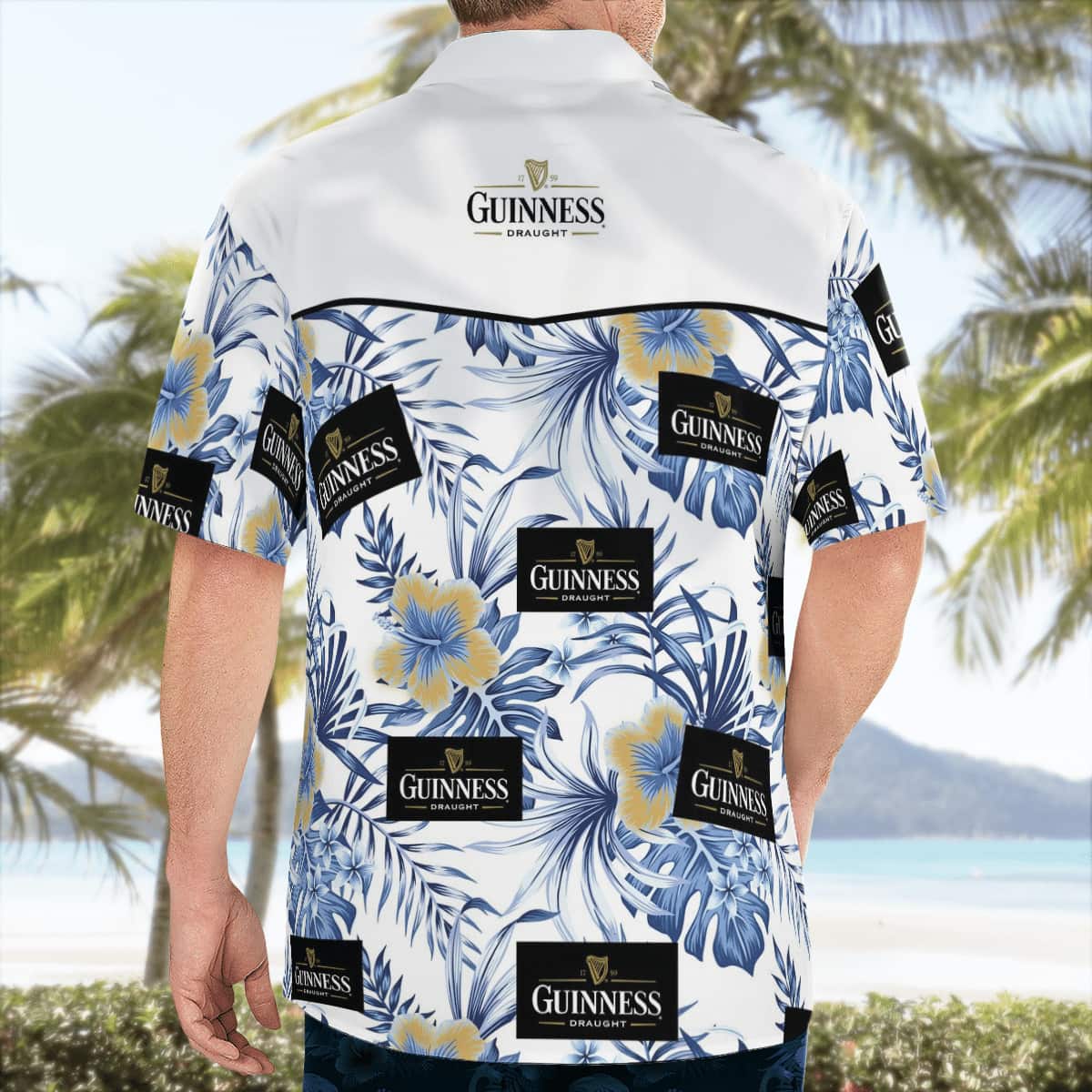 Guinness Hawaiian Shirt Blue And Yellow Hibiscus Guinness Hawaiian Shirt Blue And Yellow Hibiscus