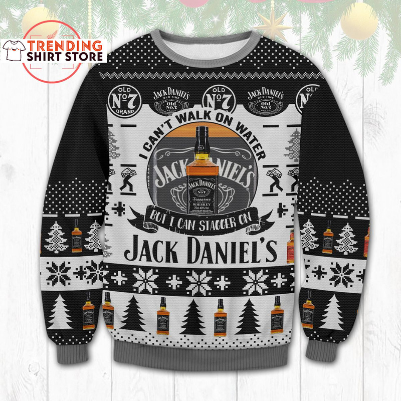 I Can't Walk On Water But I Can Stagger On Jack Daniels Ugly Christmas Sweater I Can't Walk On Water But I Can Stagger On Jack Daniels Ugly Christmas Sweater