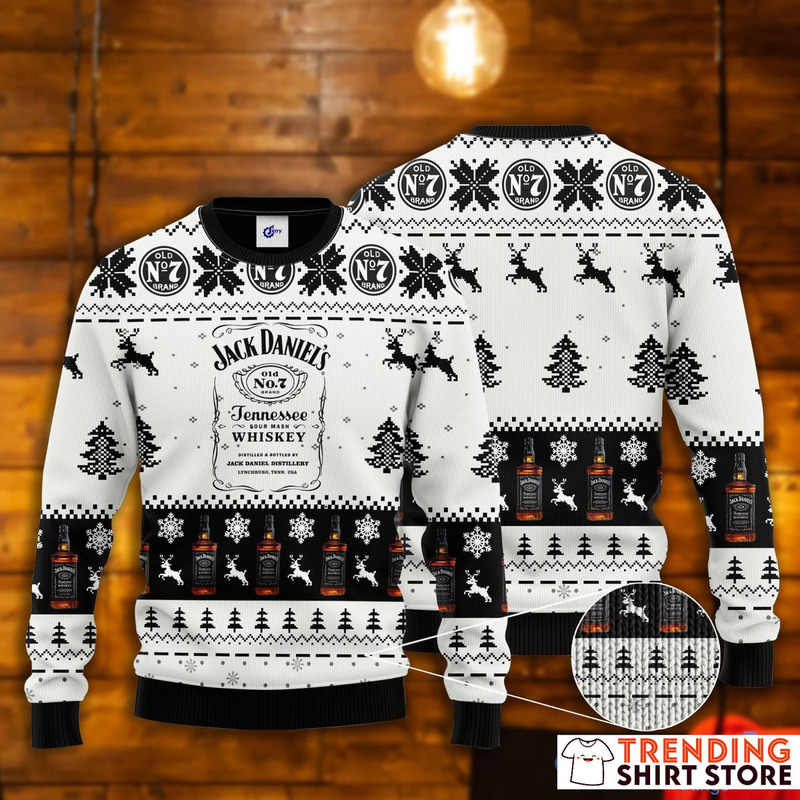 Jack Daniels Ugly Christmas Sweater Reindeer Snowflakes Pattern Jack Daniels Ugly Christmas Sweater Reindeer Snowflakes Pattern
