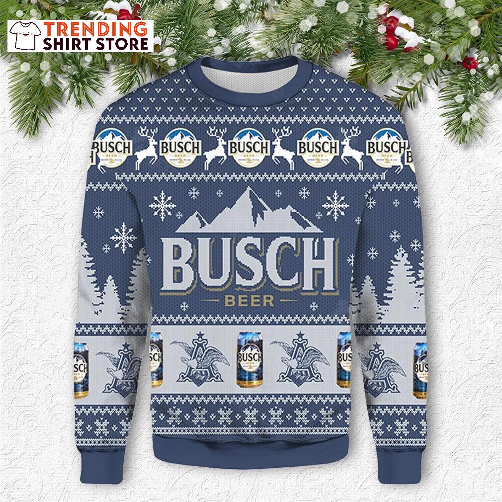 Busch Beer Ugly Christmas Sweater Basic Blue Xmas Gift