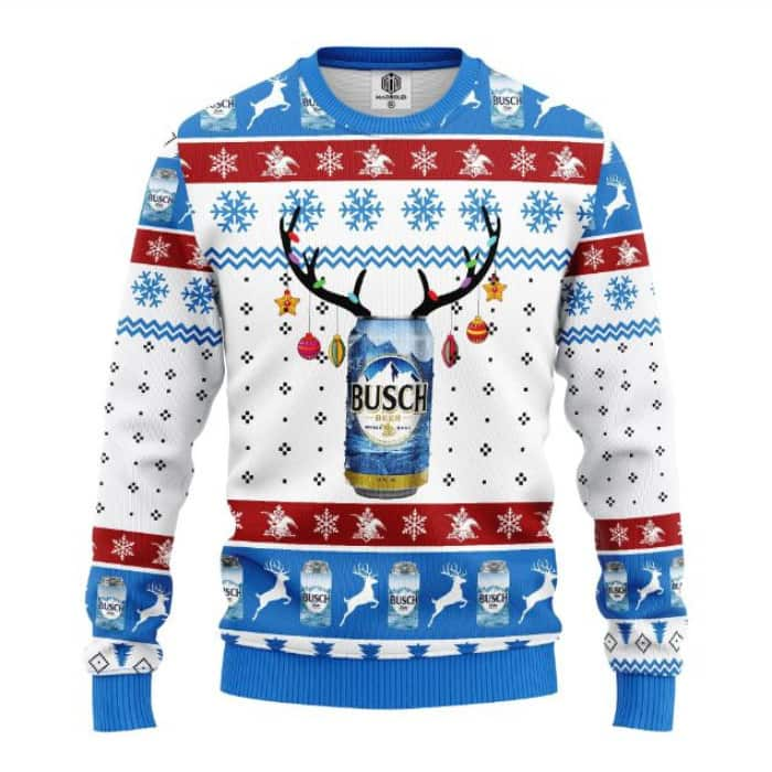 Busch Ugly Christmas Sweater Reindeer Beer Gift For Beer Drinkers