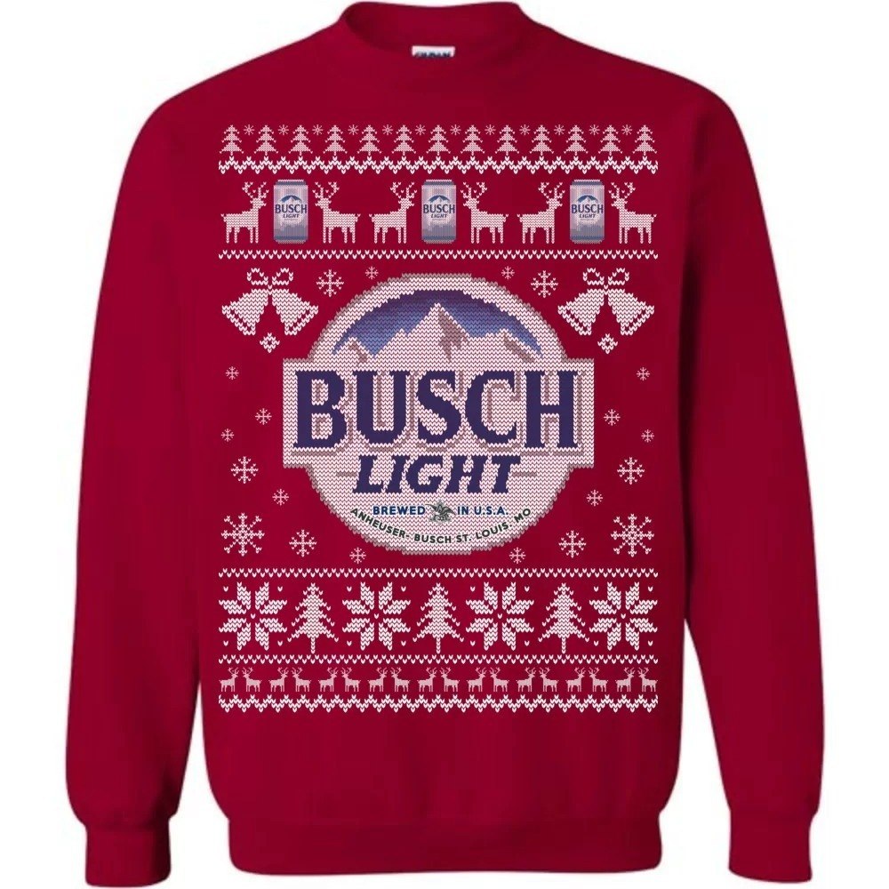 Red Busch Light Ugly Christmas Sweater Red Busch Light Ugly Christmas Sweater