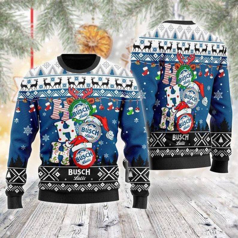 Busch Latte Ugly Christmas Sweater Ho Ho Ho For Beer Drinkers Busch Latte Ugly Christmas Sweater Ho Ho Ho For Beer Drinkers