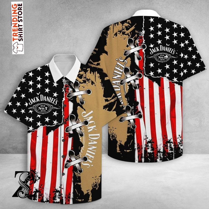 Jack Daniels Hawaiian Shirt American Flag
