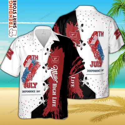 Miller High Life Hawaiian Shirt 4th Of July Independence Day Miller High Life Hawaiian Shirt 4th Of July Independence Day
