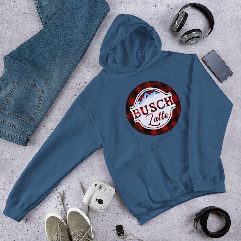 Busch Latte Beer Hoodie Black And Red Winter Gift Busch Latte Beer Hoodie Black And Red Winter Gift
