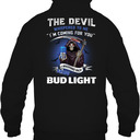 Funny Devil Whispers And Brings Bud Light Hoodie Funny Devil Whispers And Brings Bud Light Hoodie