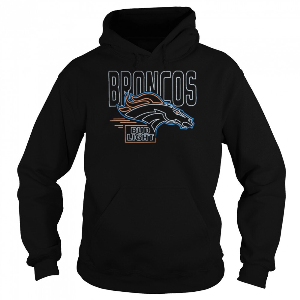 Blue Orange And White Neon Denver Broncos NFL Bud Light Hoodie