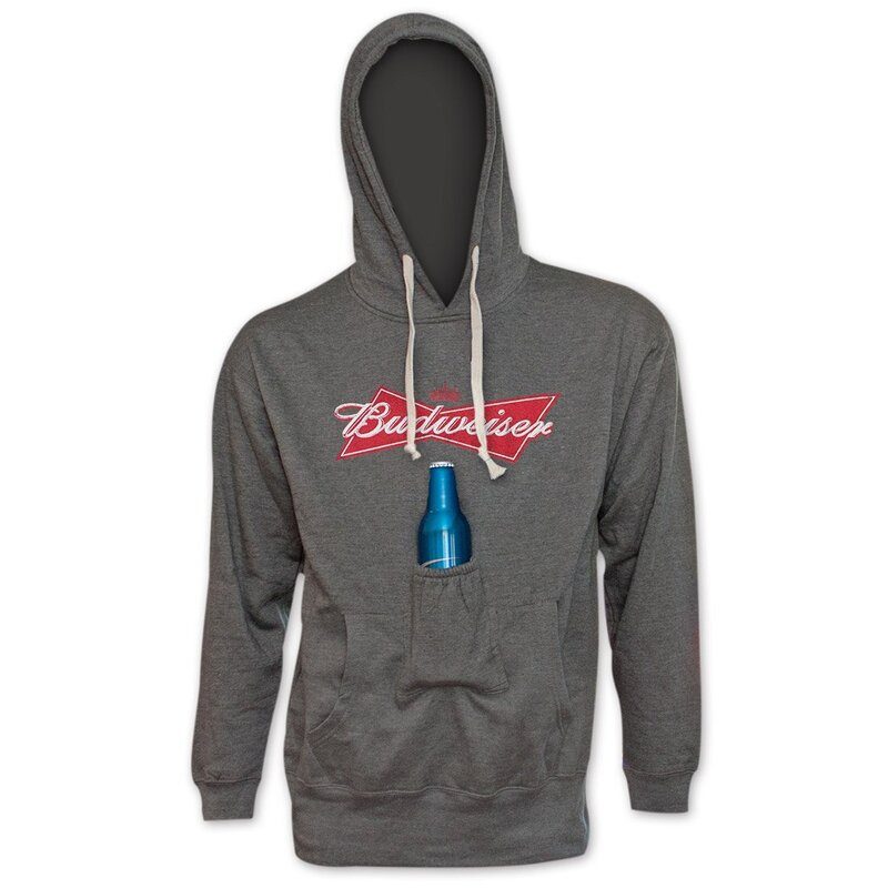 Budweiser Hoodie Red Logo With Pouch For Beer Drinkers Budweiser Hoodie Red Logo With Pouch For Beer Drinkers