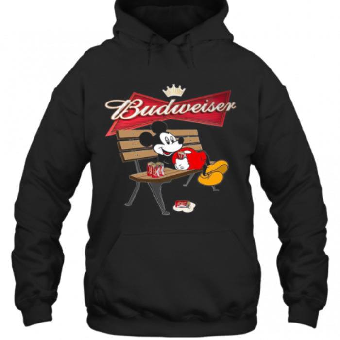 Disney Mickey Mouse Drinking Budweiser Beer Hoodie