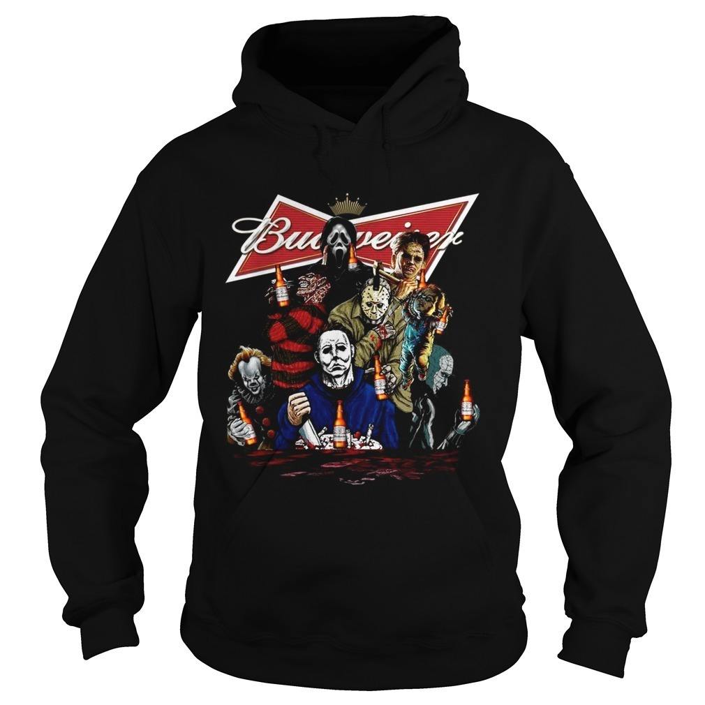 Horror Movie Characters With Budweiser Beer Hoodie