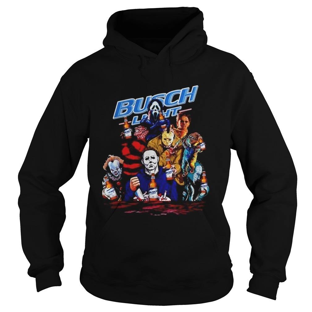 Horror Halloween Characters Enjoying Busch Light Hoodie