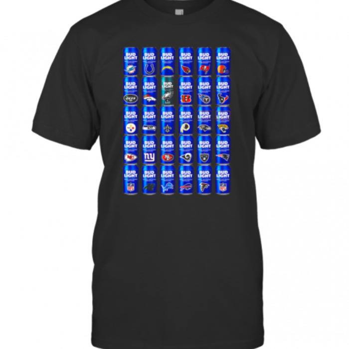 Bud Light T-Shirt NFL Logos For Football Fans Bud Light T-Shirt NFL Logos For Football Fans