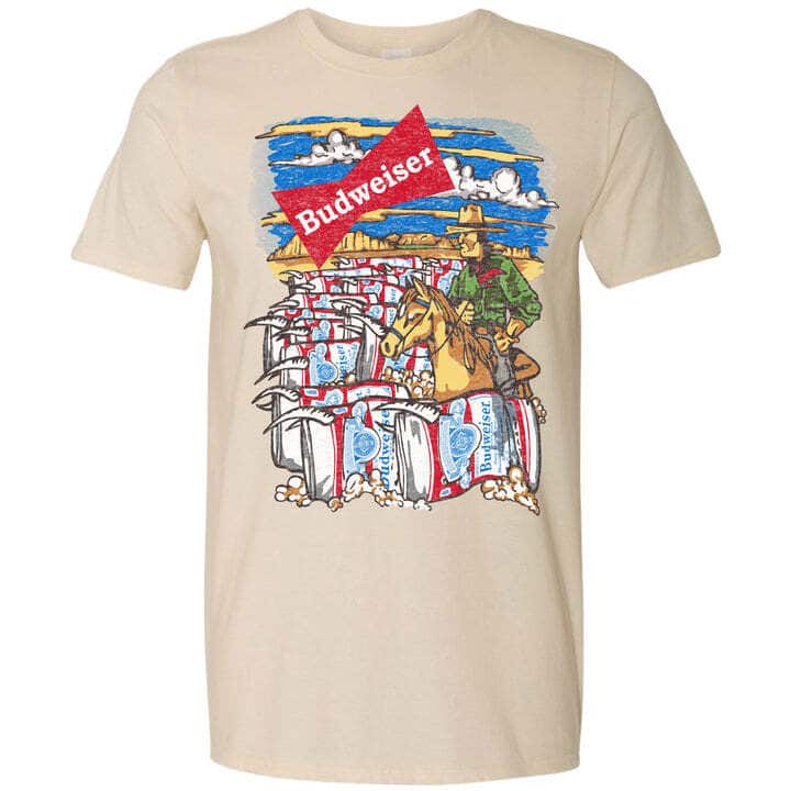 Vintage Budweiser T-Shirt Western Cowboy Vintage Budweiser T-Shirt Western Cowboy