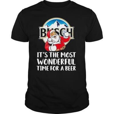 Busch Light T-Shirt Santa Claus It's The Most Wonderful Time For A Beer Busch Light T-Shirt Santa Claus It's The Most Wonderful Time For A Beer