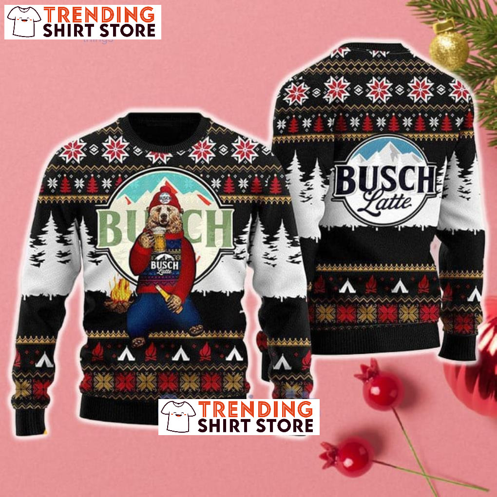 Vintage Bear Loves Busch Latte Ugly Christmas Sweater