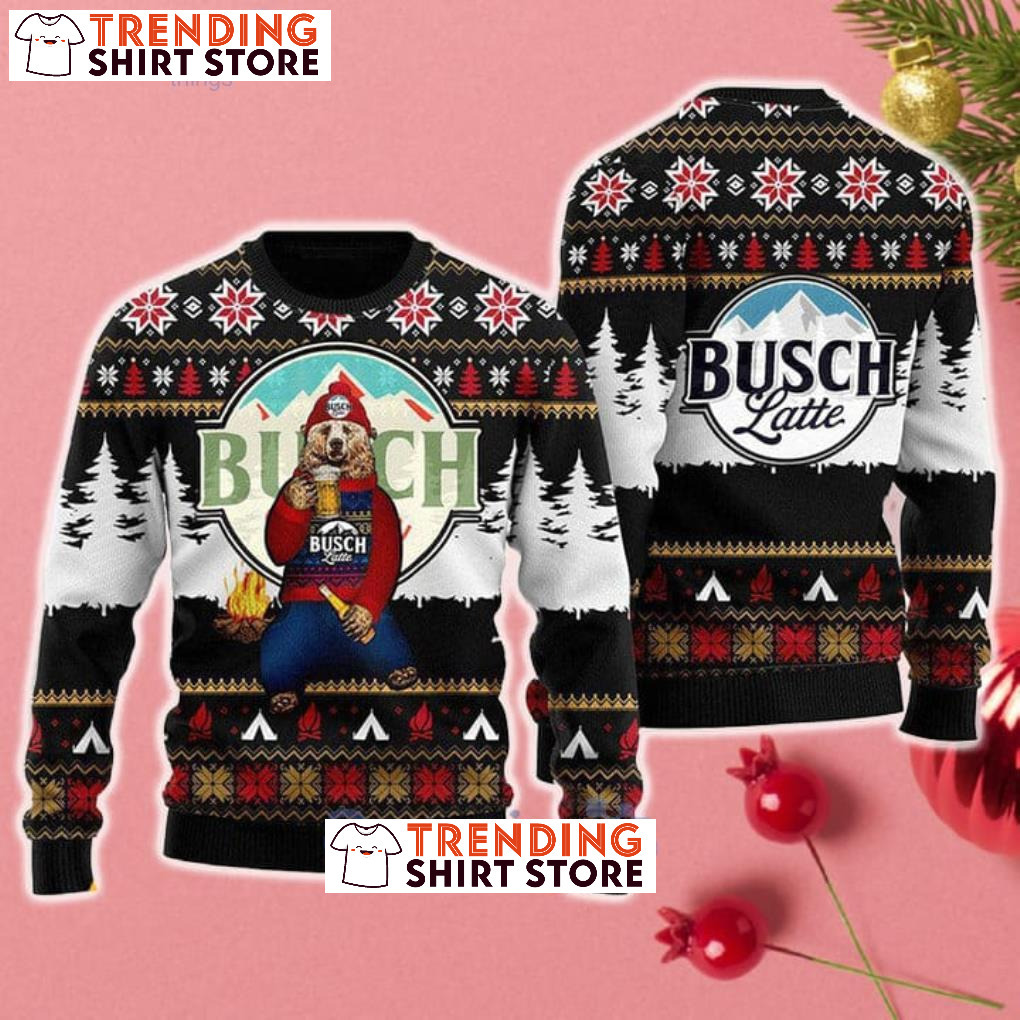 Vintage Bear Loves Busch Latte Ugly Christmas Sweater Vintage Bear Loves Busch Latte Ugly Christmas Sweater