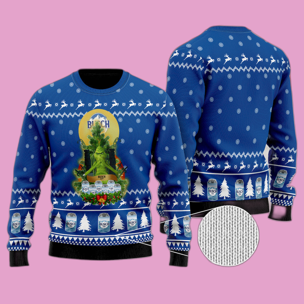 Funny Grinch Loves Busch Latte Ugly Christmas Sweater