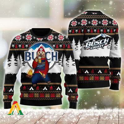 Vintage Bear Loves Busch Light Ugly Christmas Sweater Vintage Bear Loves Busch Light Ugly Christmas Sweater
