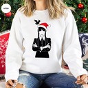 Wednesday Addams Wears Christmas Hat T-Shirt Wednesday Addams Wears Christmas Hat T-Shirt