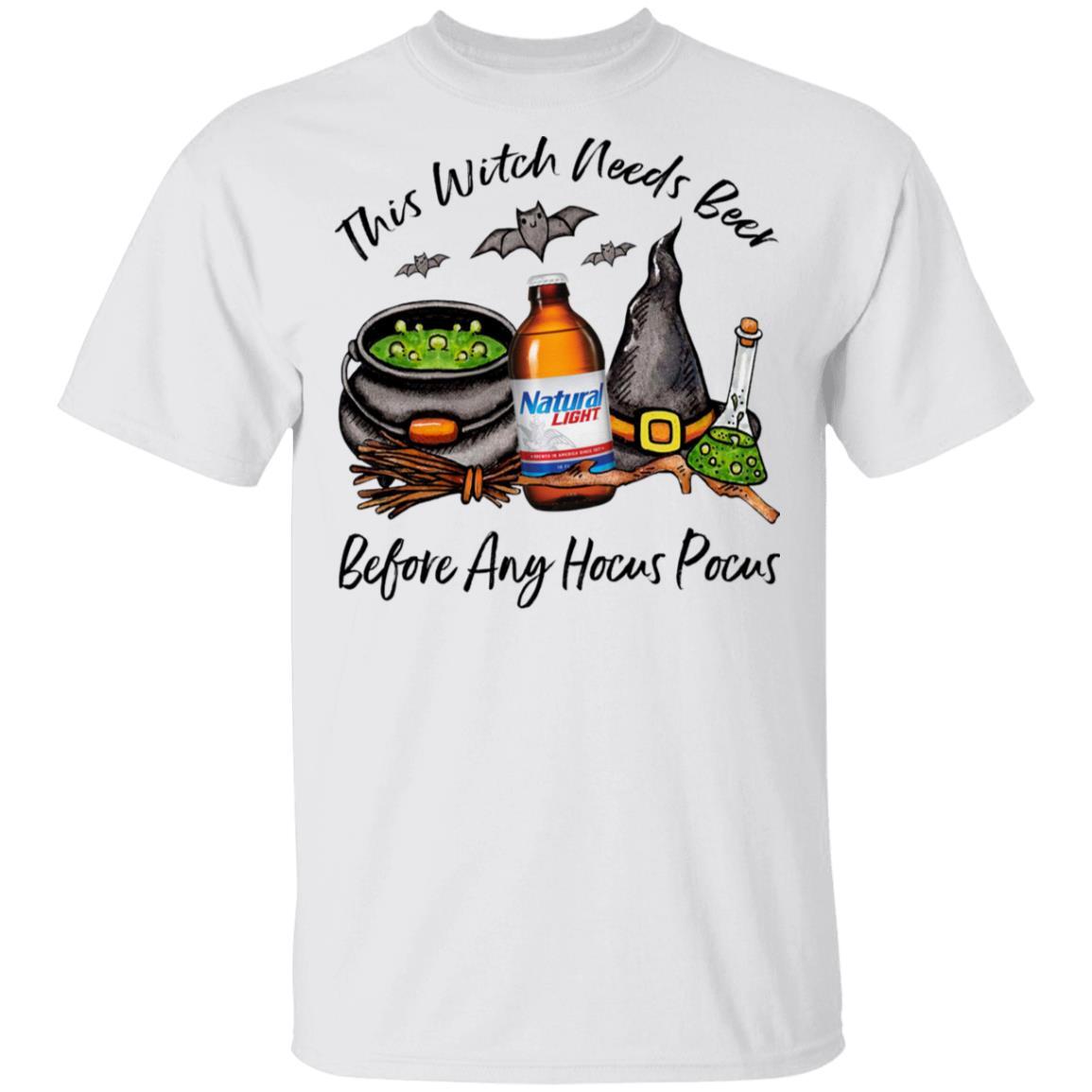 Natural Light Bottle This Witch Needs Beer Before Any Hocus Pocus T-Shirt Natural Light Bottle This Witch Needs Beer Before Any Hocus Pocus T-Shirt