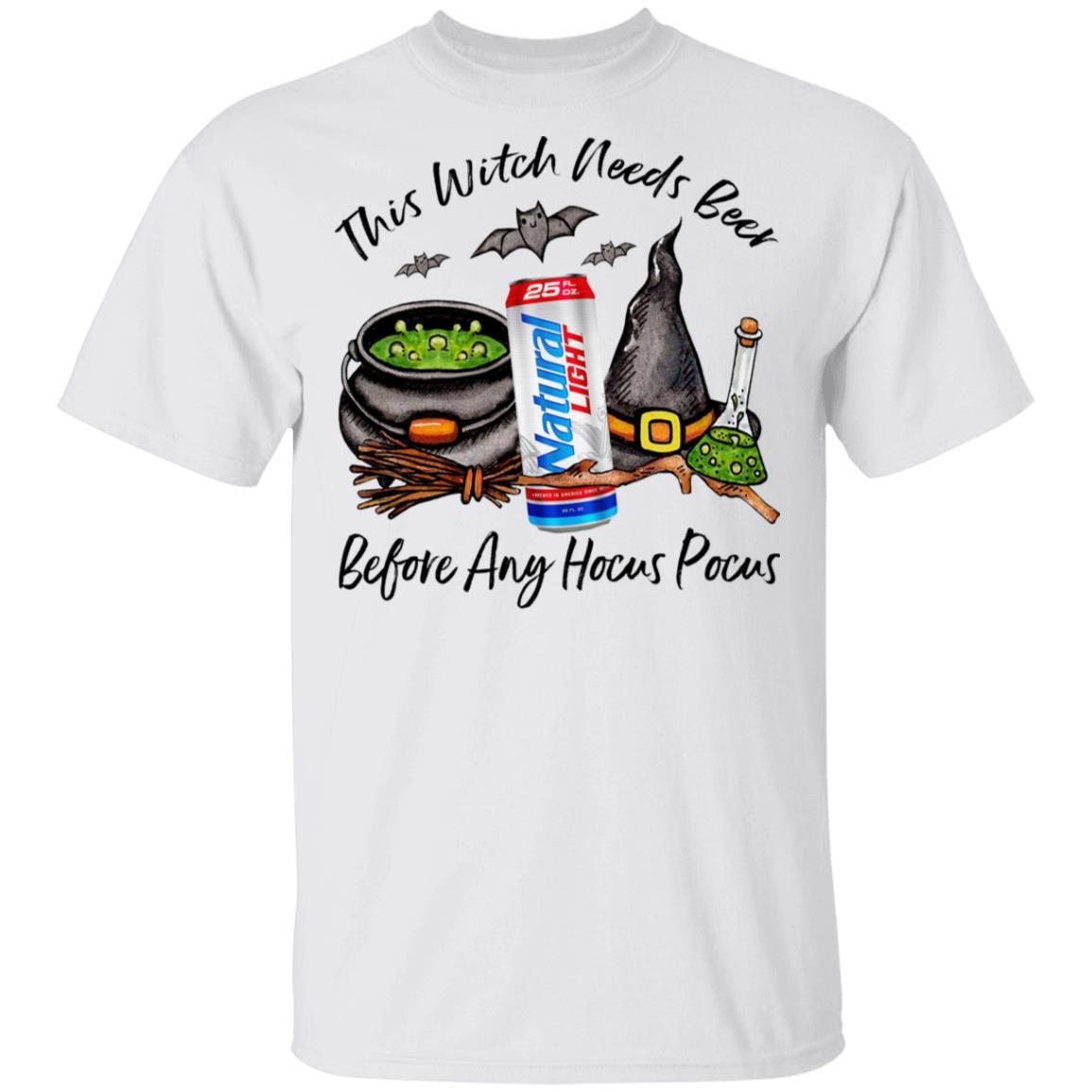 Natural Light Can This Witch Needs Beer Before Any Hocus Pocus Halloween T-Shirt Natural Light Can This Witch Needs Beer Before Any Hocus Pocus Halloween T-Shirt