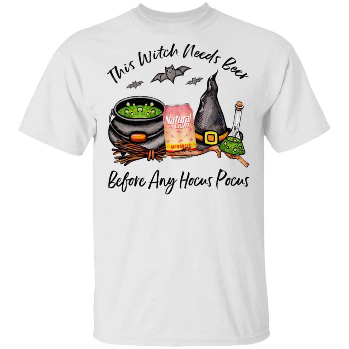 Natural Light T-Shirt This Witch Needs Beer Before Any Hocus Pocus Halloween