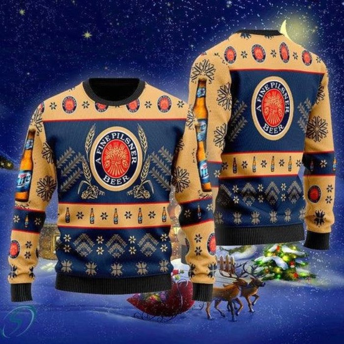 Miller Lite Ugly Christmas Sweater Gift For Beer Lovers