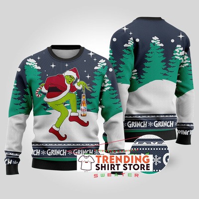 Gray Funny Grinch Stealing Coors Light Beer Ugly Christmas Sweater Gray Funny Grinch Stealing Coors Light Beer Ugly Christmas Sweater