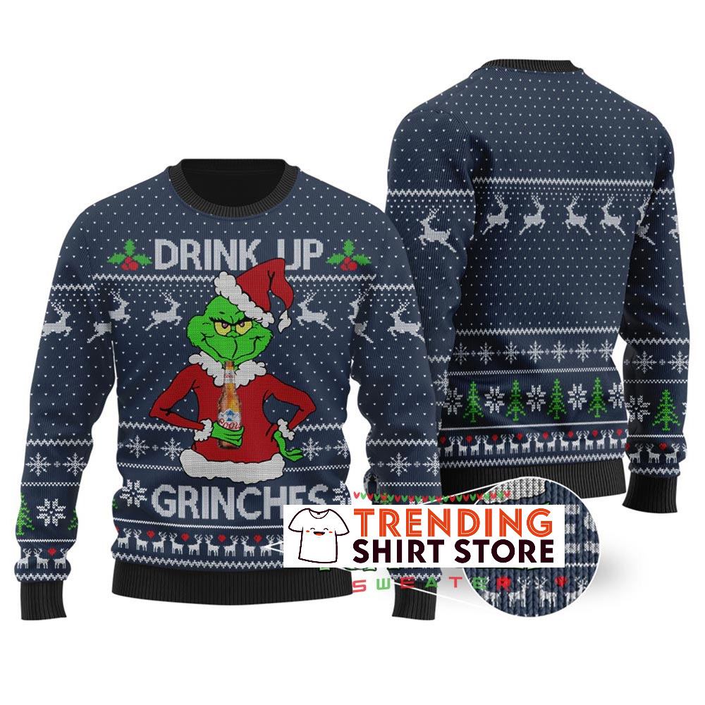 Funny Grinch Loves Coors Light Beer Navy Ugly Christmas Sweater Funny Grinch Loves Coors Light Beer Navy Ugly Christmas Sweater