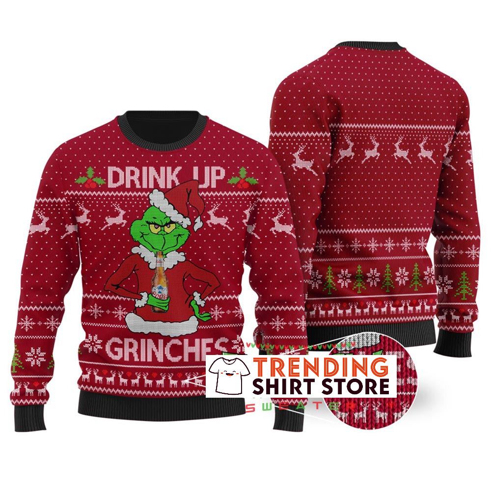 Cardinal Red Drink Up Grinches Coors Light Ugly Christmas Sweater Cardinal Red Drink Up Grinches Coors Light Ugly Christmas Sweater