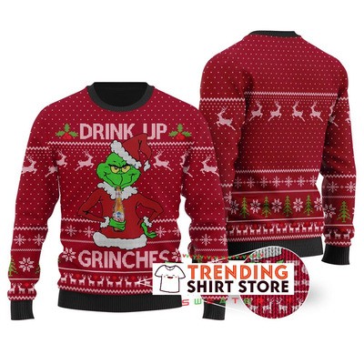 Cardinal Red Drink Up Grinches Coors Light Ugly Christmas Sweater Cardinal Red Drink Up Grinches Coors Light Ugly Christmas Sweater