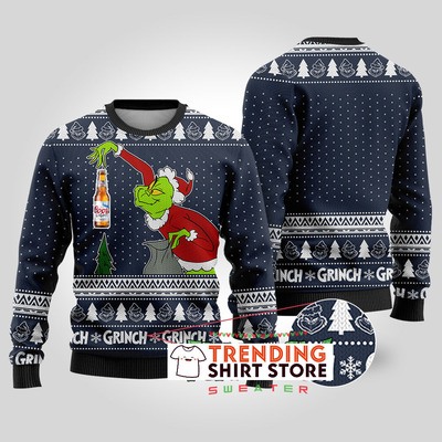 Funny Black Grinch Stealing Coors Light Ugly Christmas Sweater Funny Black Grinch Stealing Coors Light Ugly Christmas Sweater