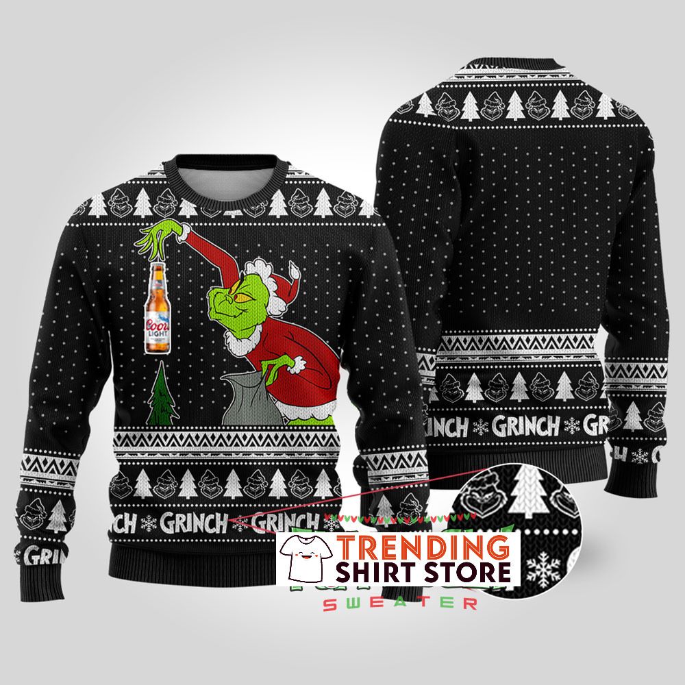 Funny Black Grinch Coors Light Ugly Christmas Sweater Funny Black Grinch Coors Light Ugly Christmas Sweater