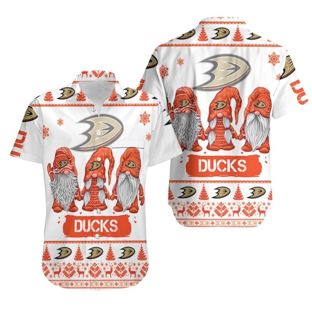 Gnomes Anaheim Ducks Hawaiian Shirt Christmas Gift For Hockey Lovers