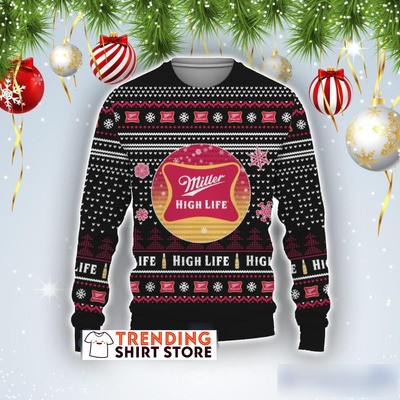 Miller High Life Ugly Christmas Sweater Gift For Beer Lovers
