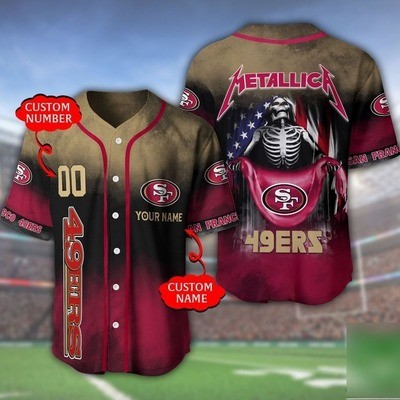 49ers Personalized Jersey Metallica Skull Customizable Baseball Jersey 49ers Personalized Jersey Metallica Skull Customizable Baseball Jersey
