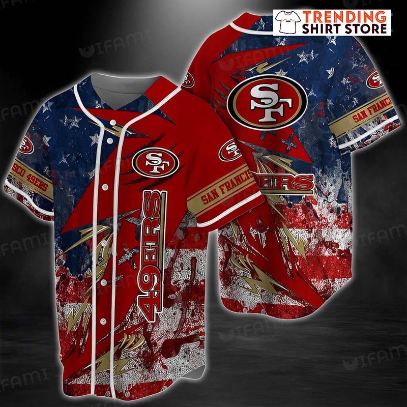 San Francisco 49ers Baseball Jersey USA Flag San Francisco 49ers Baseball Jersey USA Flag