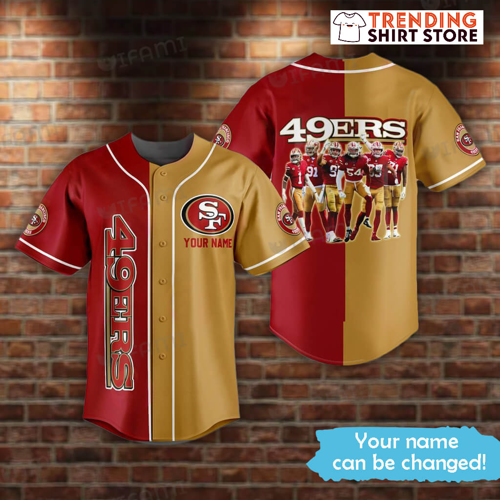 SF 49ers Team Team Custom Name San Francisco 49ers Personalized Jersey Baseball Jersey