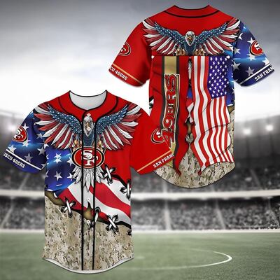 San Francisco 49ers Baseball Jersey USA Flag Eagle San Francisco 49ers Baseball Jersey USA Flag Eagle