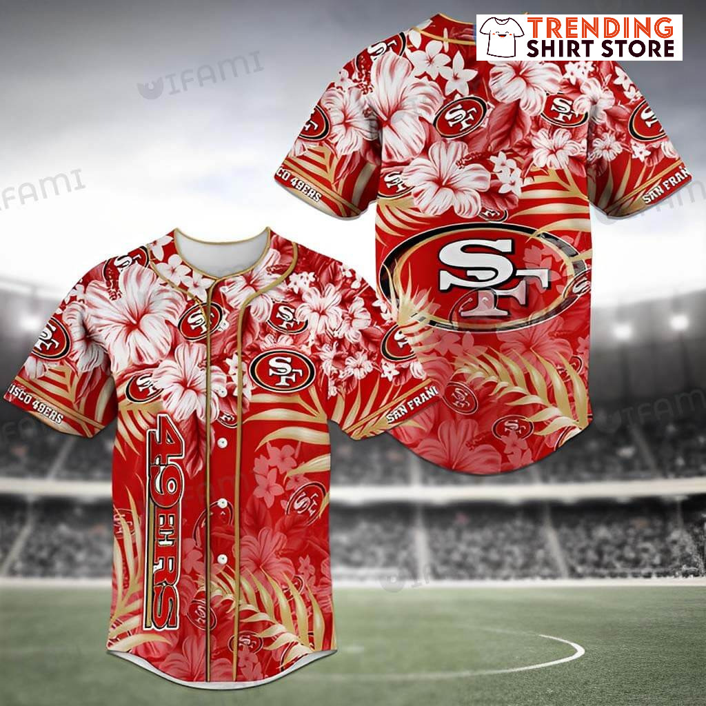 San Francisco 49ers Baseball Jersey Hibiscus Flower San Francisco 49ers Baseball Jersey Hibiscus Flower
