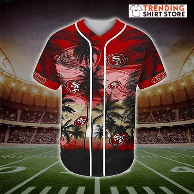 San Francisco 49ers Baseball Jersey Tropical Coconut Tree San Francisco 49ers Baseball Jersey Tropical Coconut Tree